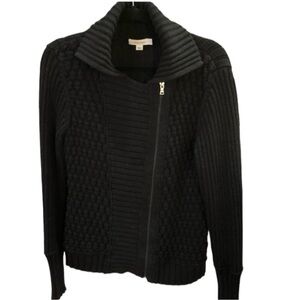 Calvin Klein Chunky Knit Full Zip Cable Collar Motorcycle style Sweater size M